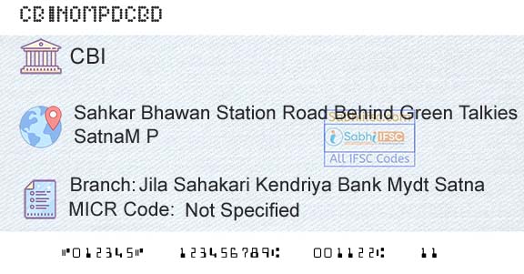 Central Bank Of India Jila Sahakari Kendriya Bank Mydt SatnaBranch 