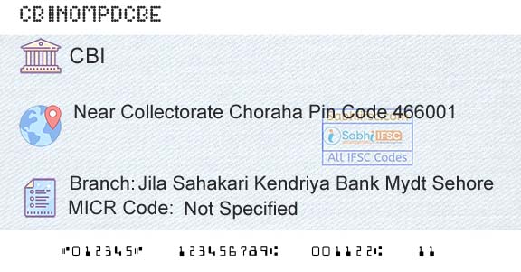 Central Bank Of India Jila Sahakari Kendriya Bank Mydt SehoreBranch 