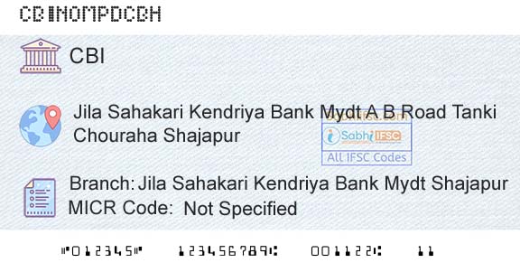 Central Bank Of India Jila Sahakari Kendriya Bank Mydt ShajapurBranch 