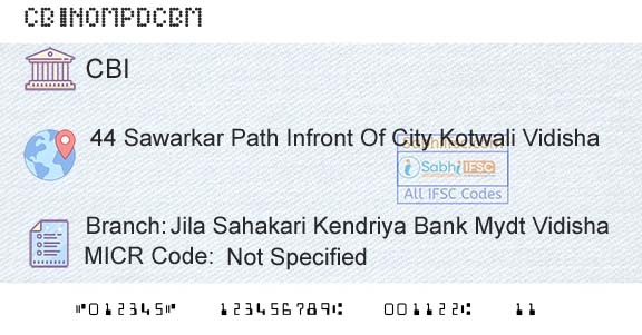 Central Bank Of India Jila Sahakari Kendriya Bank Mydt VidishaBranch 
