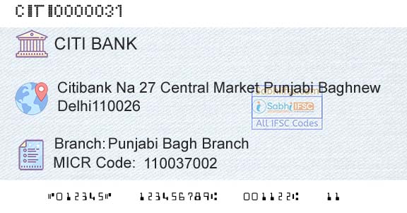 Citi Bank Punjabi Bagh BranchBranch 