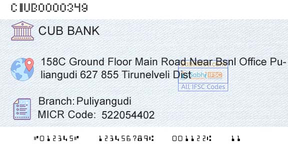City Union Bank Limited PuliyangudiBranch 