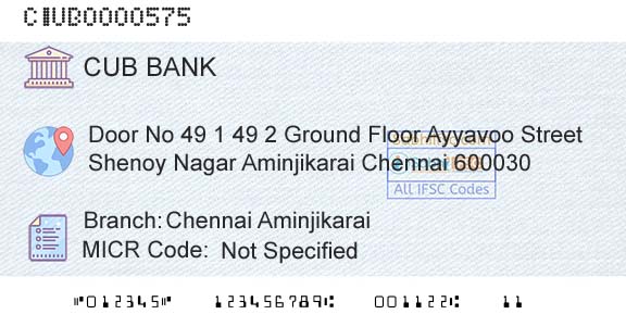 City Union Bank Limited Chennai AminjikaraiBranch 
