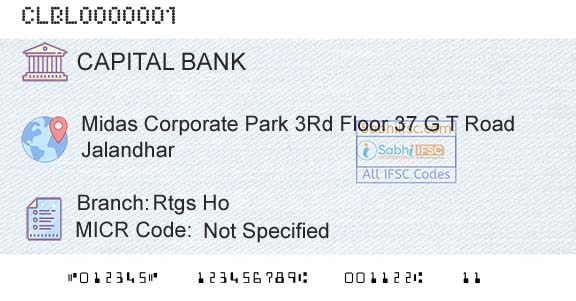 Capital Small Finance Bank Limited Rtgs HoBranch 