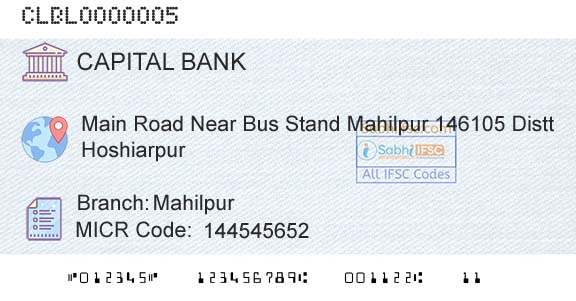 Capital Small Finance Bank Limited MahilpurBranch 