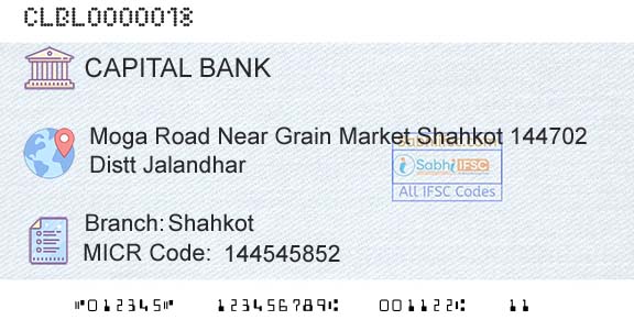 Capital Small Finance Bank Limited ShahkotBranch 