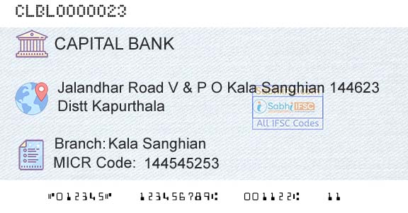 Capital Small Finance Bank Limited Kala SanghianBranch 