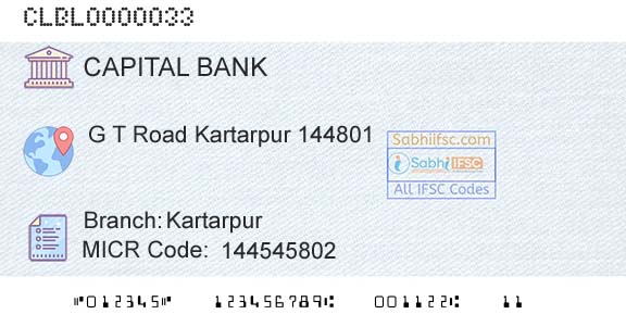 Capital Small Finance Bank Limited KartarpurBranch 