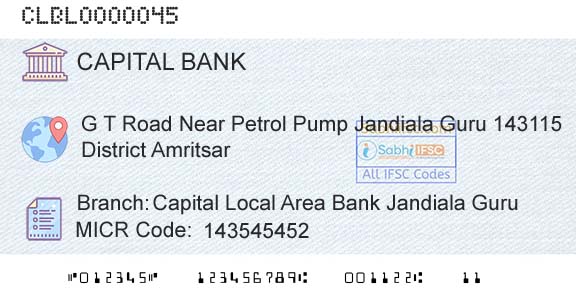 Capital Small Finance Bank Limited Capital Local Area Bank Jandiala GuruBranch 