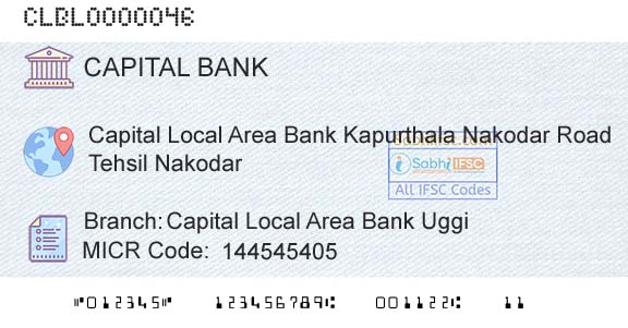 Capital Small Finance Bank Limited Capital Local Area Bank UggiBranch 