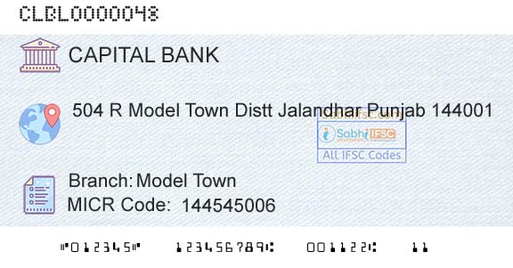 Capital Small Finance Bank Limited Model TownBranch 