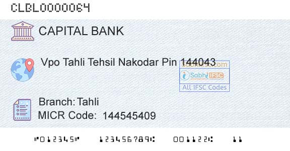 Capital Small Finance Bank Limited TahliBranch 