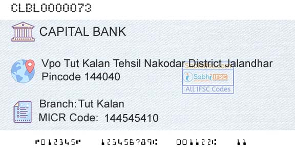 Capital Small Finance Bank Limited Tut KalanBranch 