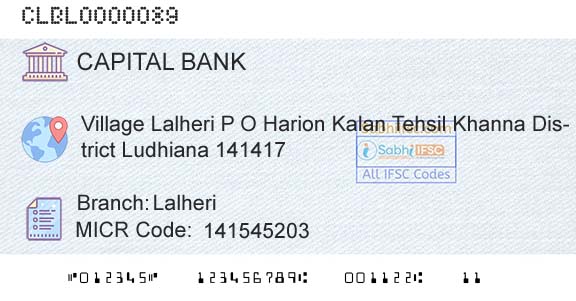 Capital Small Finance Bank Limited LalheriBranch 