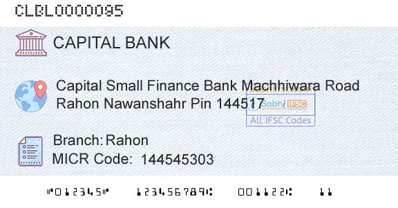 Capital Small Finance Bank Limited RahonBranch 