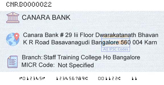 Canara Bank Staff Training College Ho BangaloreBranch 