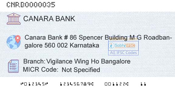 Canara Bank Vigilance Wing Ho BangaloreBranch 