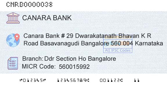 Canara Bank Ddr Section Ho BangaloreBranch 