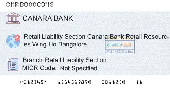 Canara Bank Retail Liability SectionBranch 