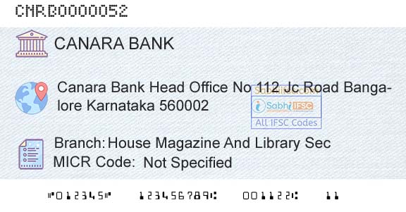 Canara Bank House Magazine And Library SecBranch 