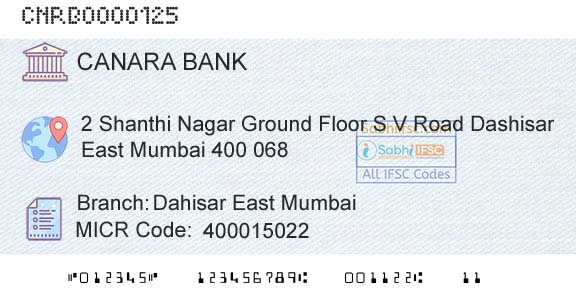 Canara Bank Dahisar East MumbaiBranch 
