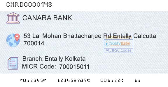Canara Bank Entally KolkataBranch 
