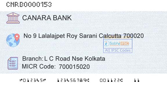Canara Bank L C Road Nse KolkataBranch 