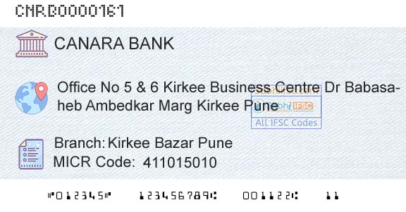 Canara Bank Kirkee Bazar PuneBranch 