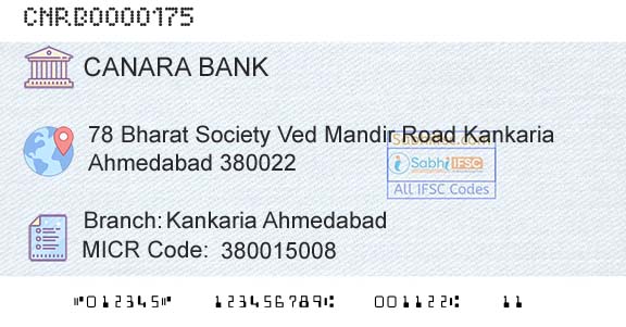 Canara Bank Kankaria AhmedabadBranch 