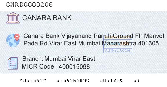 Canara Bank Mumbai Virar EastBranch 
