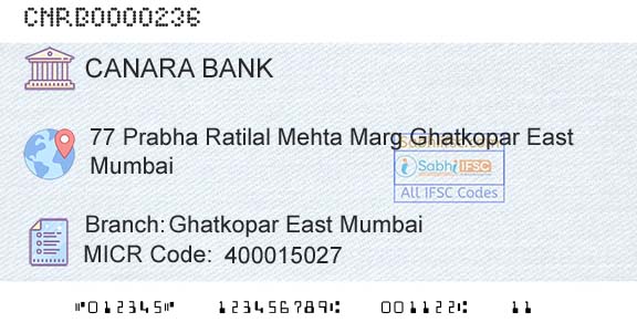Canara Bank Ghatkopar East MumbaiBranch 