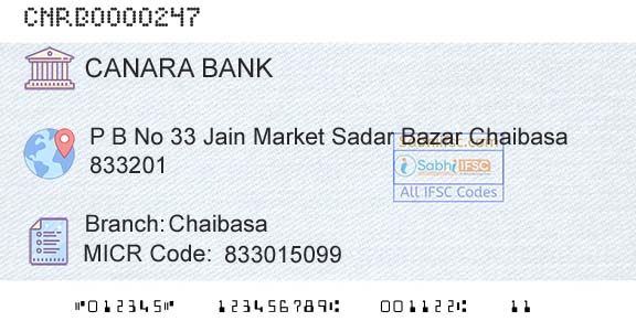 Canara Bank ChaibasaBranch 