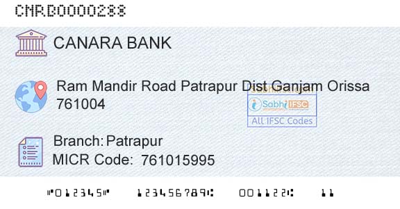 Canara Bank PatrapurBranch 
