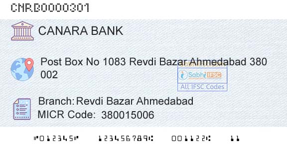 Canara Bank Revdi Bazar AhmedabadBranch 