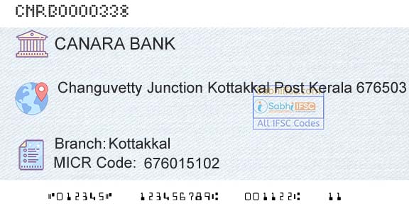 Canara Bank KottakkalBranch 