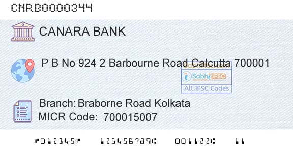 Canara Bank Braborne Road KolkataBranch 