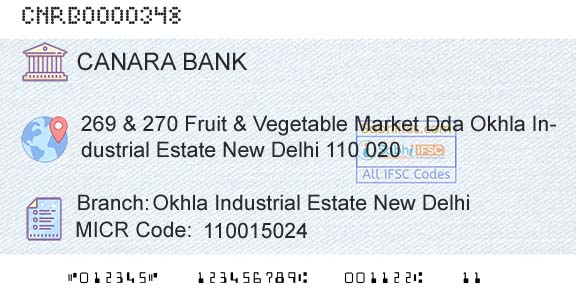 Canara Bank Okhla Industrial Estate New DelhiBranch 