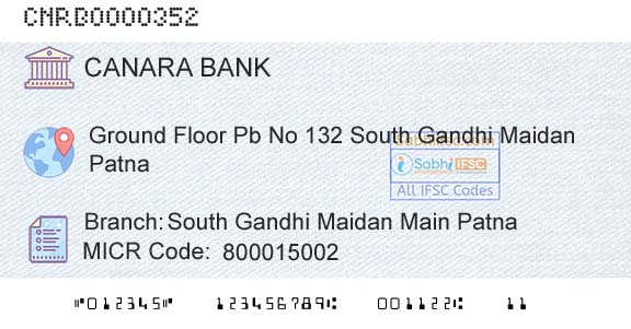 Canara Bank South Gandhi Maidan Main PatnaBranch 