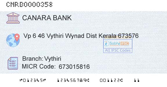 Canara Bank VythiriBranch 