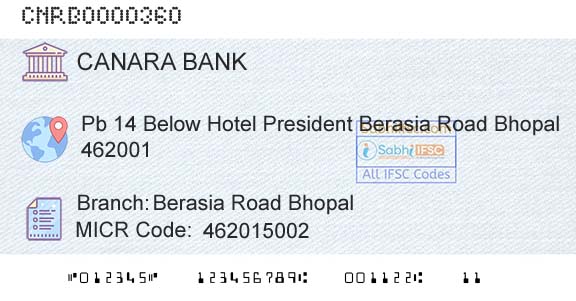 Canara Bank Berasia Road BhopalBranch