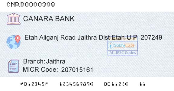 Canara Bank JaithraBranch 