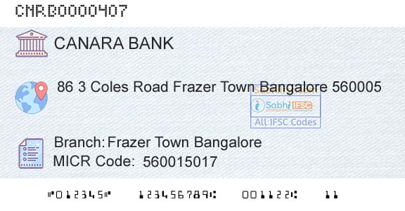 Canara Bank Frazer Town BangaloreBranch 