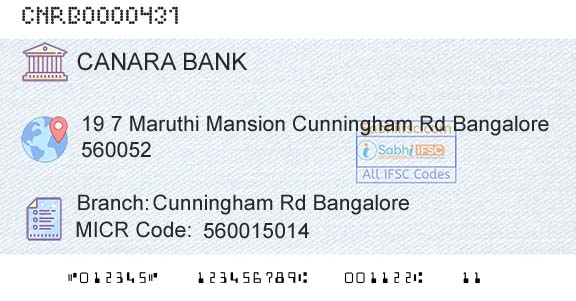 Canara Bank Cunningham Rd BangaloreBranch 