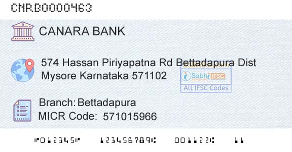 Canara Bank BettadapuraBranch 