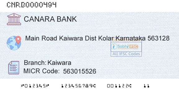 Canara Bank KaiwaraBranch 