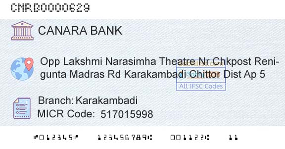 Canara Bank KarakambadiBranch 