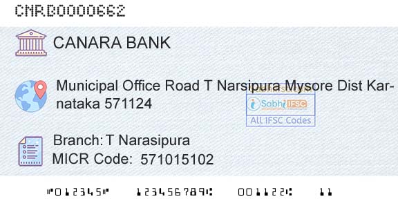 Canara Bank T NarasipuraBranch 