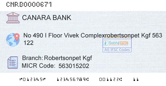 Canara Bank Robertsonpet KgfBranch