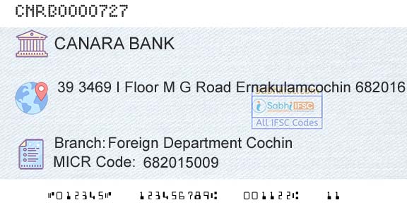 Canara Bank Foreign Department CochinBranch 