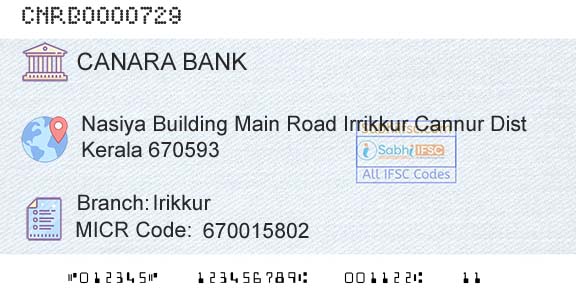 Canara Bank IrikkurBranch 